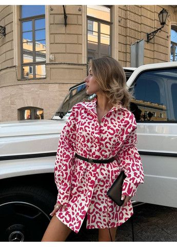 Розовая рубашка в полоску DK/DL Мода без кордонів с длинным рукавом