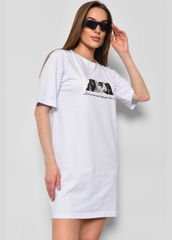 Туника женская из ткани лакоста белого цвета Let's Shop (290981363)