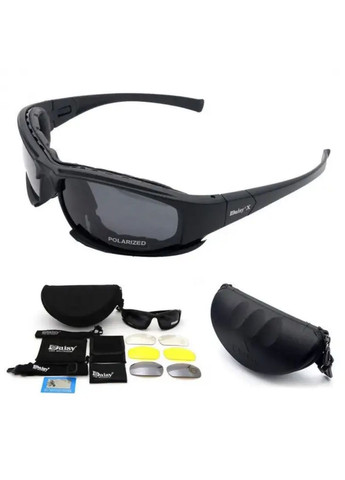 Захисні тактичні сонцезахисні окуляри з поляризацією X7 Black + 4 комплекти лінз Daisy (280826700)