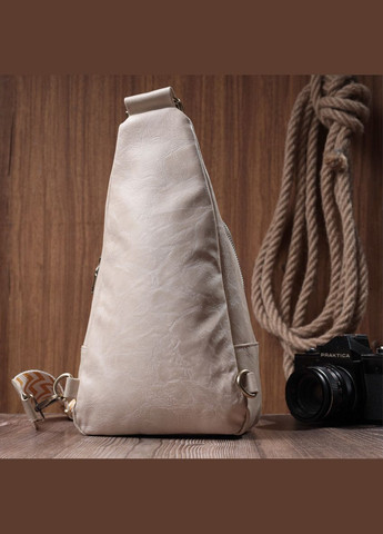 Стильная женская сумка из экокожи с акцентом на текстильную лямку 22774 Белый Vintage (331910239)