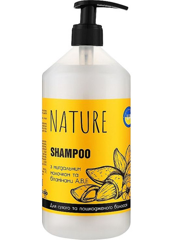 Шампунь с миндальным молочком и витаминами А, В, Е Nature Shampoo 500ml (1107267-31097816) BIOTON COSMETICS (368614669)