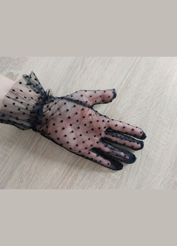 Фатиновые перчатки черные в черный горох Honey Fashion Accessories S/M/L черный (7-38) No Brand (313286242)