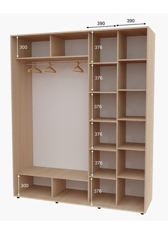 Шкаф-купе двухдверный 200*60*240 Дуб молочный ДСП/Зеркало с пескоструйным рисунком Алекса (360469593)