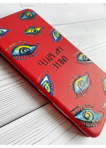Чохол-книжка червоний з малюнком на Xiaomi Redmi Note 14 4G Очі (принт 358) Creative (364688195)