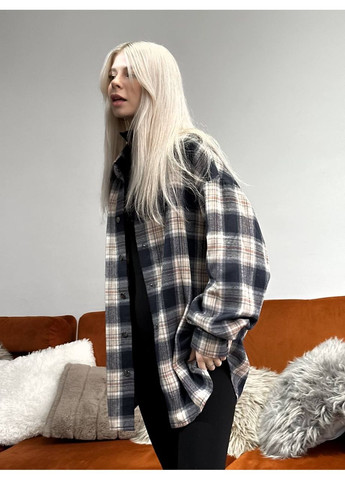 Синяя повседневный, кэжуал рубашка в клетку Україна с длинным рукавом