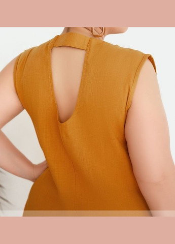 Горчичное кэжуал платья женское батал №129б 52-54 горчичный Sofia