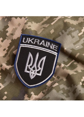 Шеврон нашивка на липучке Тризуб Украины Укрзализныця UKRAINE 7х9 см вышитый патч нашивка IDEIA (386252487)