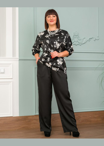 Чорно-біла блуза 1588-2 Alenka Plus