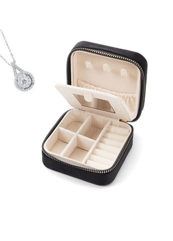 Дорожня оксамитова скринька із дзеркалом для зберігання ювелірних виробів, Чорного кольору. No Brand (325216349)