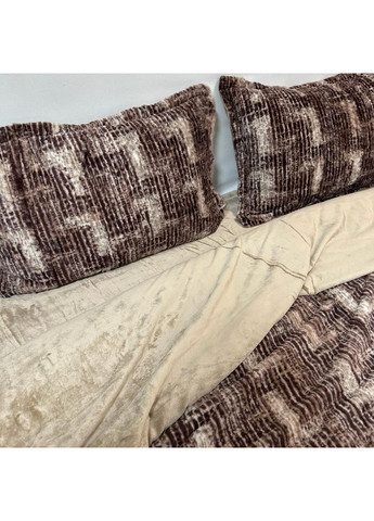 Эксклюзивное постельное белье "Хутро-велюр". Зимняя коллекция евро размер коричневого цвета. No Brand (371646151)