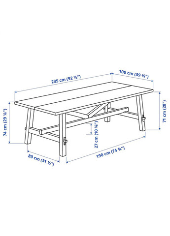Стіл і 6 стільців ІКЕА MOCKELBY / ODGER 235х100 см (s79277019) IKEA (278408167)