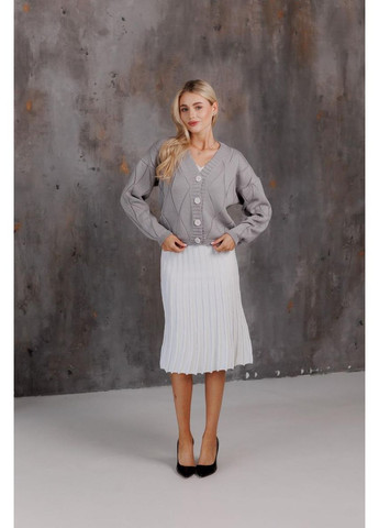 Белая кэжуал однотонная вязаная юбка плиссе миди Art Knit карандаш