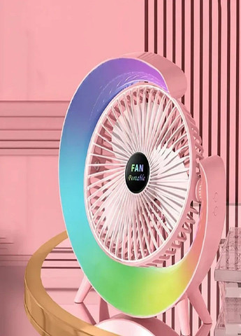 Настольный аккумуляторный вентилятор с RGB подсветкой Fan F13, Colorful Desktop Fan Розовый VTech (330258414)