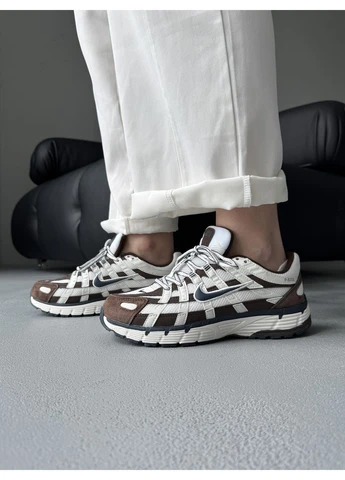 Білі кросівки чоловічі nike p-6000 white/brown найк п-6000 білі демісезон No Brand
