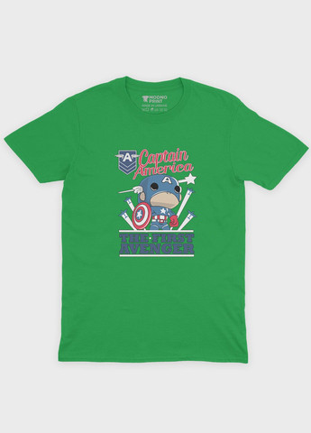 Зелена демісезонна футболка для хлопчика з принтом супергероя - капітан америка (ts001-1-keg-006-022-004-b) Modno