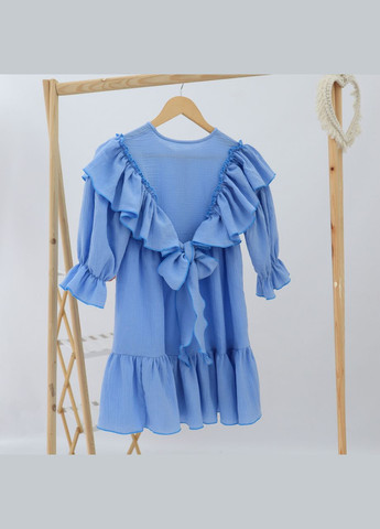 Голубое детское длинное голубое платье с рюшами "кристи" из муслина для девочки No Brand (336211239)