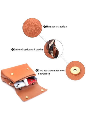 Елегантна сумка для жінок з короткою ручкою з натуральної шкіри 22669 Руда Vintage (297983206)