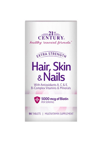 Витамины и минералы Hair Skin and Nails Extra Strength, 90 таблеток 21st Century (293421868)
