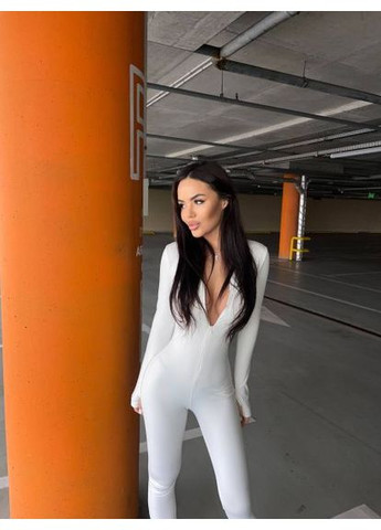 Теплый комбинезон на флисе, р. (ст. 398SH) No Brand белый полиэстер, эластан