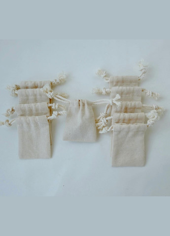 Эко мешочек плотный 10 шт, мешок для хранения/упаковки аксессуаров, украшений 7х5 см шнур хлопковый бежевый No Brand (330027272)