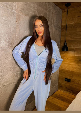 Жіночий велюровий комбінезон блакитного кольору 31230 No Brand (323642557)