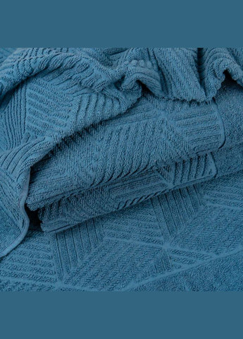 GM Textile комплект махрових рушників уельс 3шт 50х90см, 50х90см, 70х140см 500г/м2 (синій) синій виробництво -
