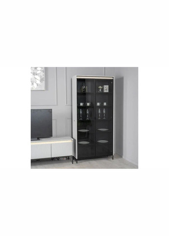 Витрина высокая 2-дв Тренд/черный с подсветкой LENART (356683957)