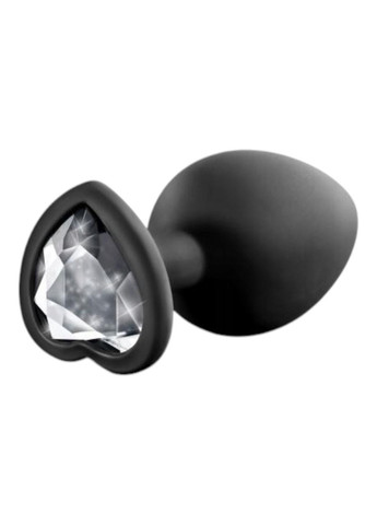 Анальная пробка сердце силиконовая с прозрачным камнем Black Anal Plug Heart Черного цвета Размер S China (317747589)