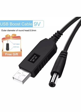 Кабель для роутера USB DC живлення від Power Bank із трансформатором 9V з перехідником 5.5 - 3.5 мм Fonken (333707794)