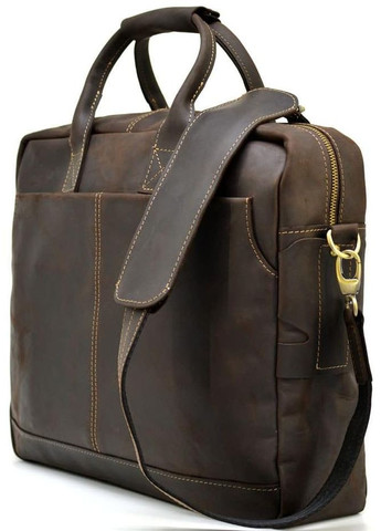 Сумка портфель через плечо для мужчин из натуральной кожи для документов А4 с отделением для ноутбука Коричневый 40474 TARWA (361400993)