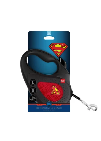 Повідець-рулетка для собак WAUDOG R-leash, малюнок "Супермен Лого червоний", L, до 50 кг, 5 м, світловідбиваюча стрічка чорний No Brand (400105761)