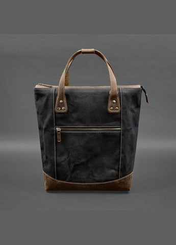 Сумка рюкзак жіночий з канвасу та натуральної шкіри темно-коричневий BlankNote (301871733)