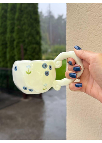 Керамічна чашка 300мл з блюдцем для кави з малюнком ягід OSM (365549114)