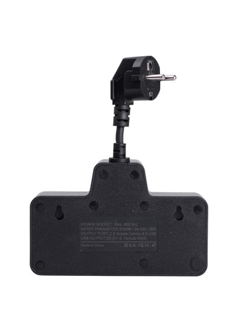 Мережевий фільтр на 2 євро розетки з 2 USB та 2 Type-C чорний для заряджання пристроїв та захисту від перевантажень ProDobro (364190430)