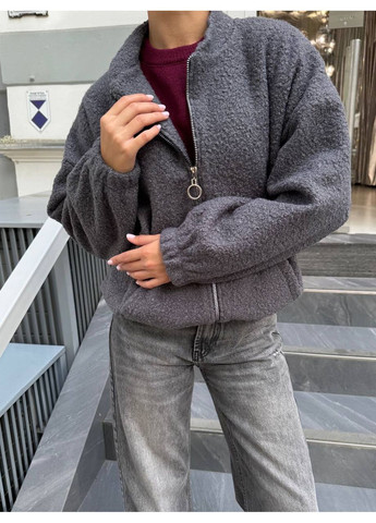 Куртка-бомбер из ткани букле без подкладки. Vione на молнии (367078002)