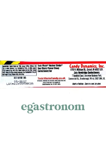Жувальна полоска зі смаком вишні Токсік Вейст Toxic Waste 20g No Brand (390493658)