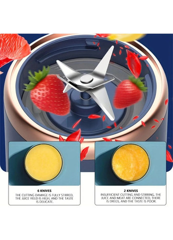 Портативний електричний міні-блендер з двома чашами USB-перезаряджається Ручний смузі-міксер для спорту Sapphire Smooth No Brand (368774981)