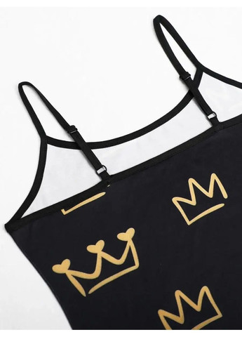 Чорна всесезон приваблива стильна жіноча піжама i’m princess, елегантна легка атласна піжама з принтом майка + шорти No Brand піжама I’m Princess рожевий