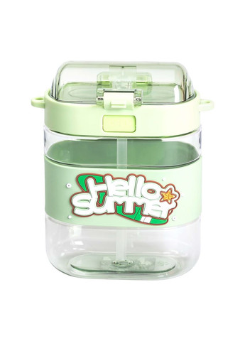 Бутылка для воды детская с трубочкой и ремешком 560 мл бутылочка для питья в школу 15 см Зеленая HP-14-36GR (A-033924) Yiwu (356729088)