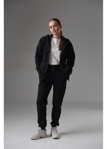 Жіночий спортивний костюм на флісі, теплий на замку Black No Brand (367623969)