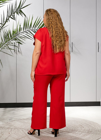 Льняний костюм жіночий літній вільного крою (блуза + штани) No Brand (342066763)