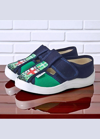 Синие ортопедические тапочки на липучке для мальчика сменная обувь в садик сменка валди Waldi