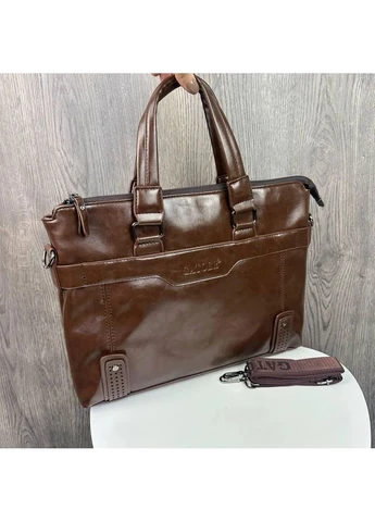 Чоловічий портфель для документів 38x29x8 см ПУ шкіра світло з клатчем і гаманцем ProDobro (398106315)