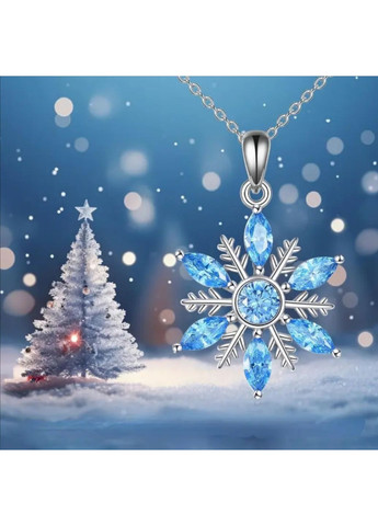 Підвіска “Сніжинка” з голубим камінням, срібляста No Brand (365628335)
