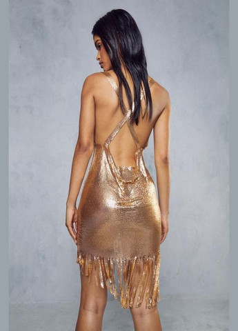 Золотой платье металлическое кольчуга MissPap