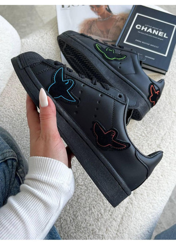 Чорні Осінні кросівки чоловічі adidas superstar black ghost адідас суперстар No Brand