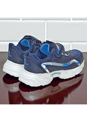 Синій Осінні демісезонні ортопедичні кросівки на липучці для хлопчика клібі Clibee