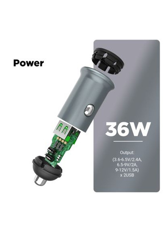 Зарядний пристрій (ARM82459) ArmorStandart 2xUSB QC3.0 Grey + cable USB-C (369879374)