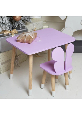 Детский прямоугольный столик со стульчиком Бабочка (Фиолетовый) No Brand (331640501)