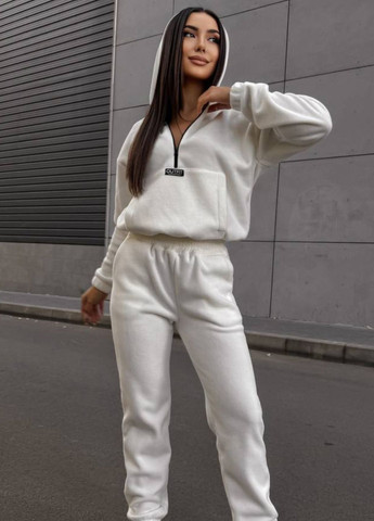 Базовий повсякденний флісовий костюм двійка: кофта на змійці з капюшоном та кишенею кенгуру + штани на резинці Tik-Tak (325608997)